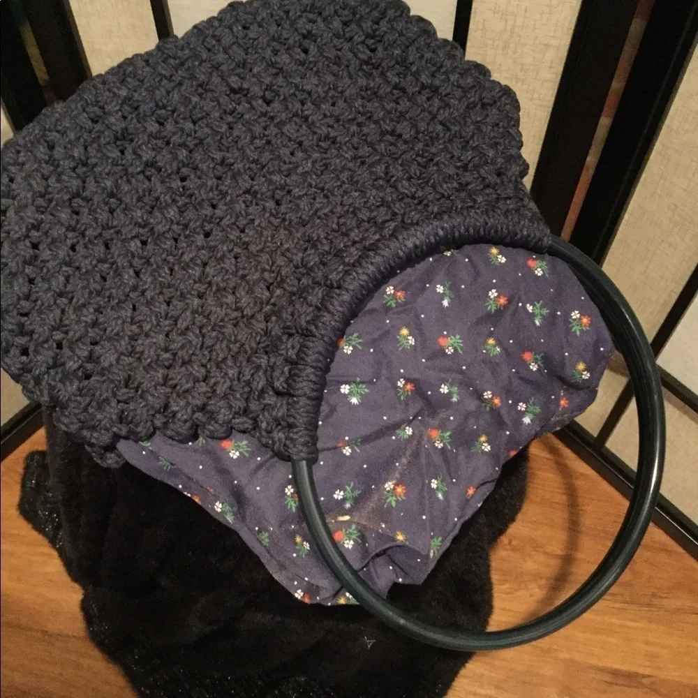 Navy Blue Crochet Bag